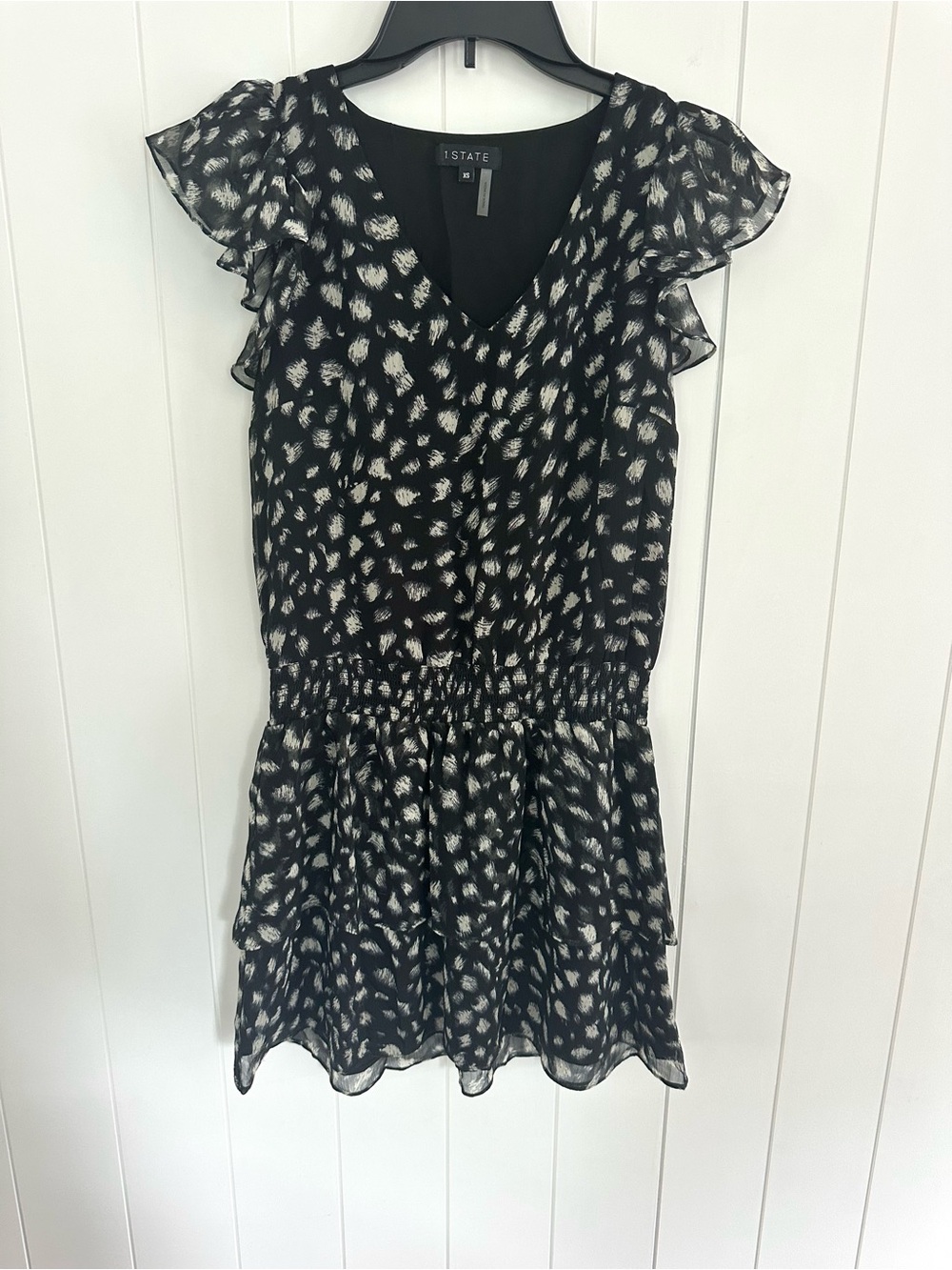 1. State Black And Gray Ruffle Layered Dress XS